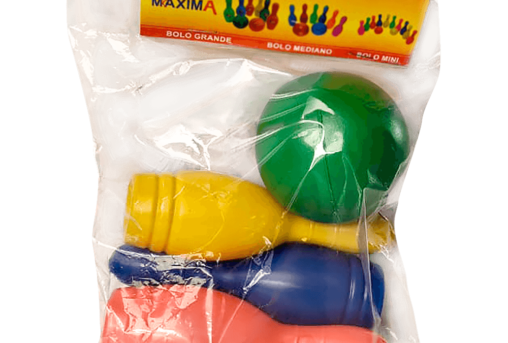 Juego de bolos mini X 3 Und + 1 pelota (bolsa)