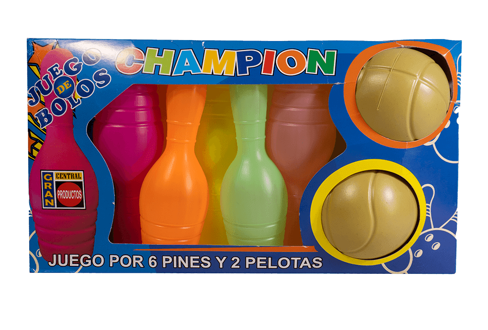 Juego de bolos mediano X 6 Und + 2 pelotas (caja)